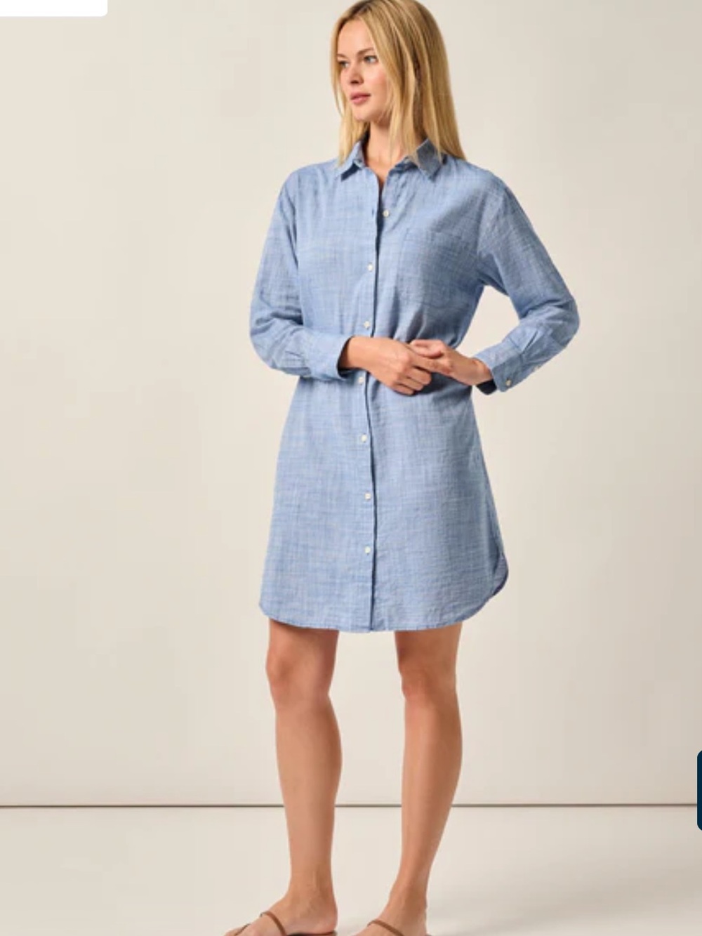 johnnie-O Light Blue Long Sleeve Shirt Dress